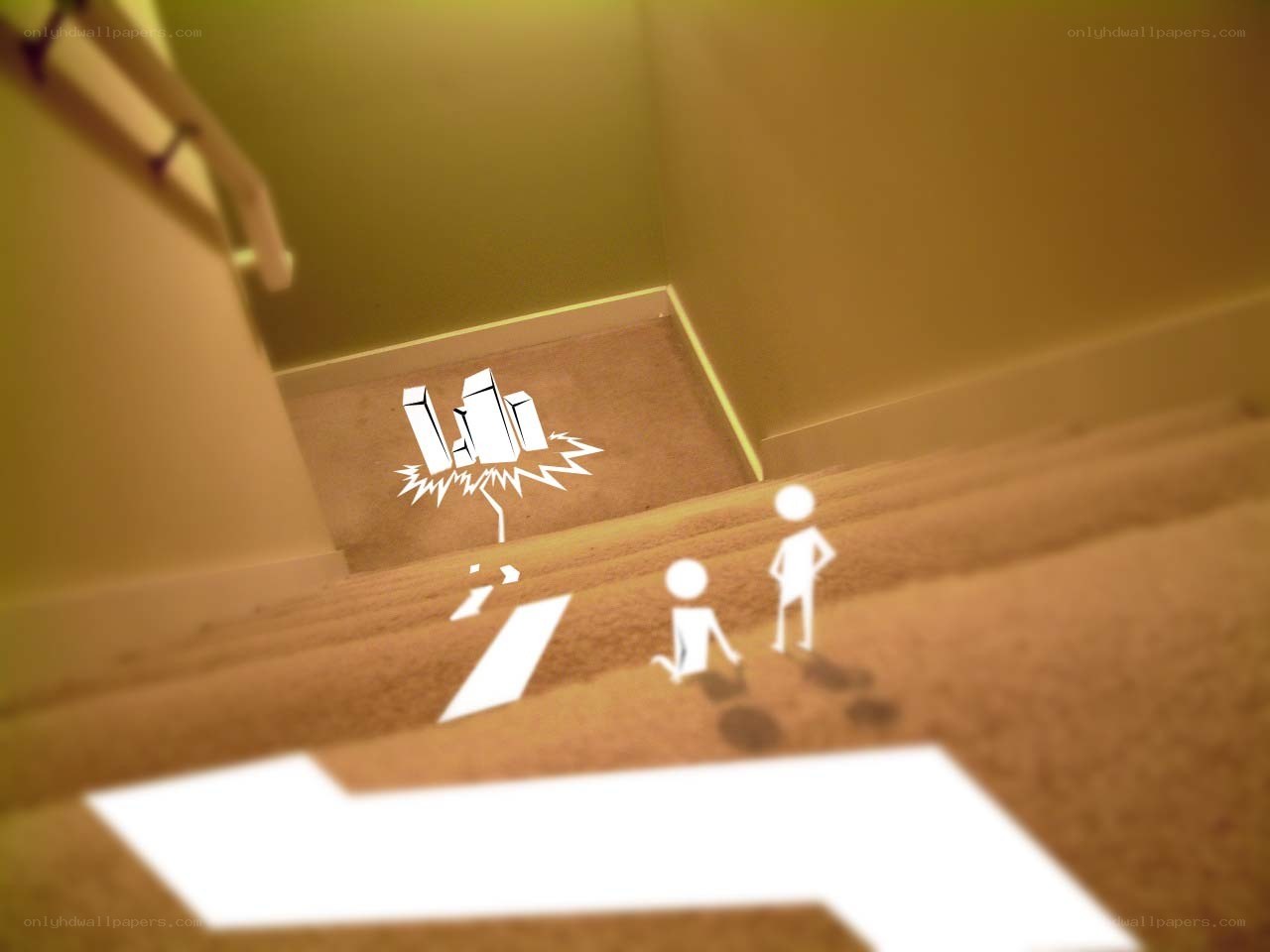 Staircase with stick figures