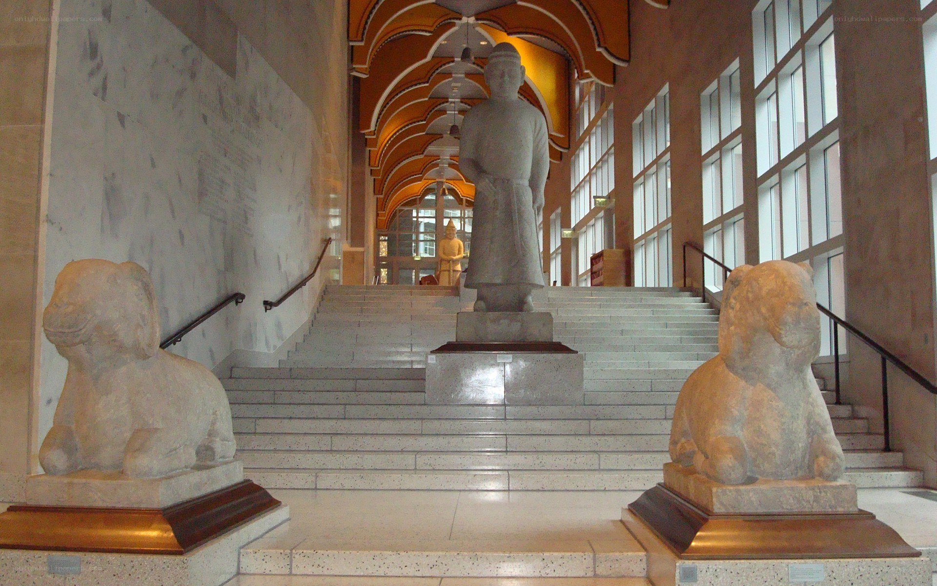Staircase with stone statues