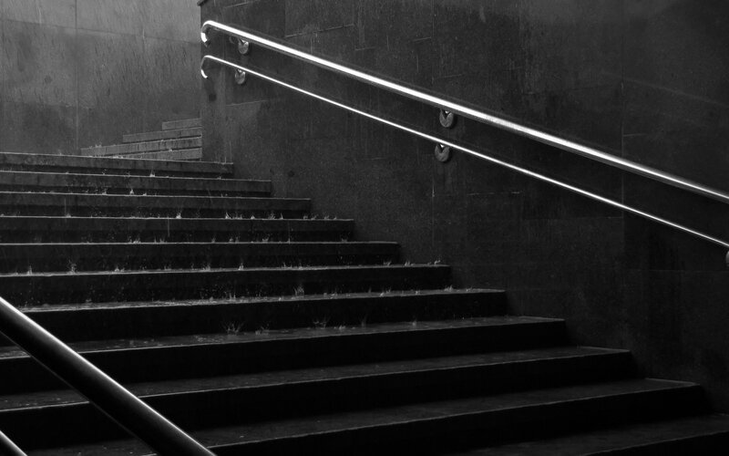 Staircase with Water Droplets