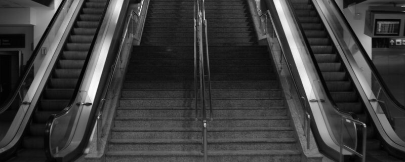stairs and escalators in transit hub