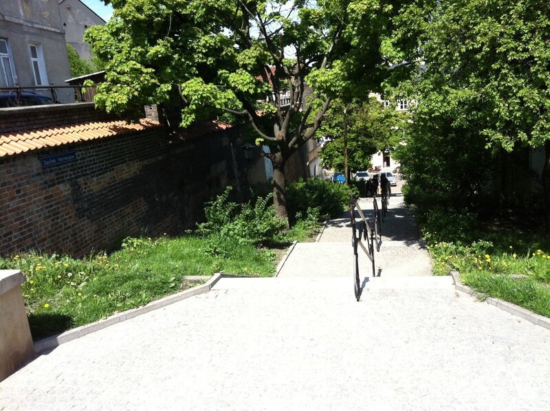 Stairway in a green alley