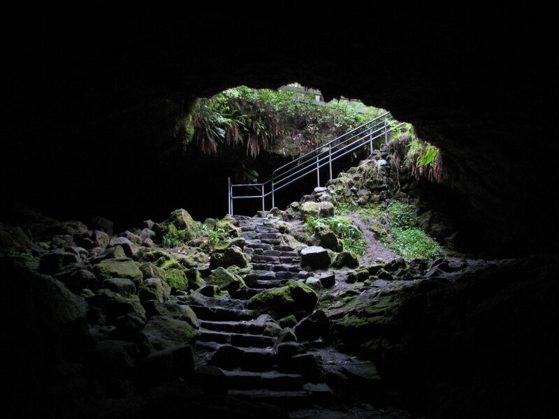 Stairway to a cave entrance