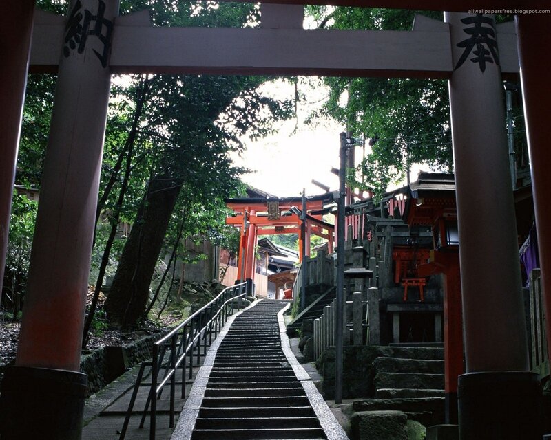 Stairway to a Japanese shrine