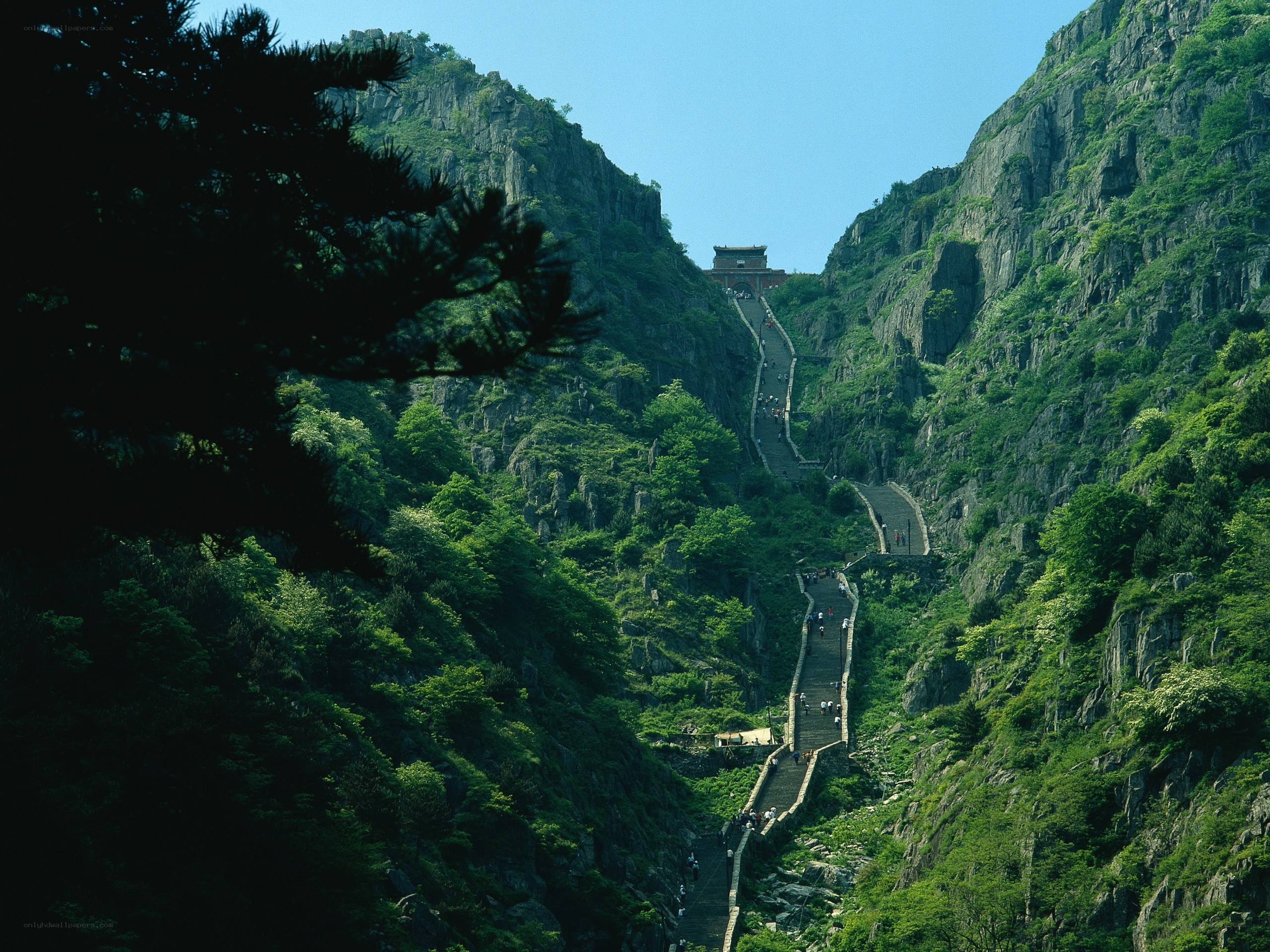 Stairway to a mountain temple