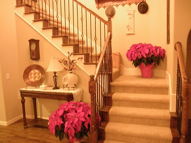Stairway with poinsettias