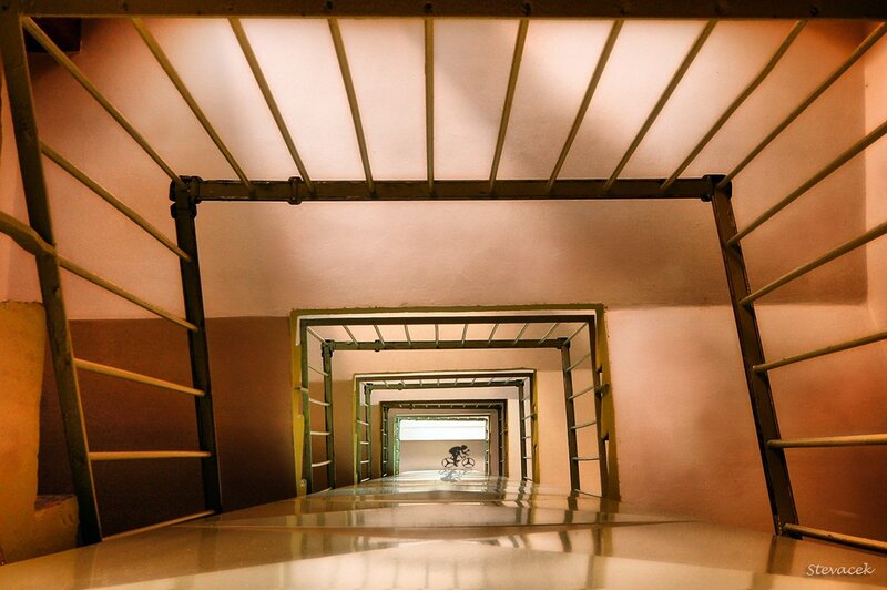 Stairwell with bicycle silhouette