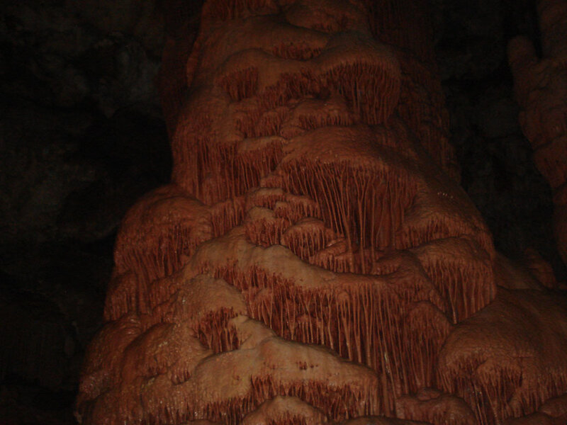 Stalactite formation in cave