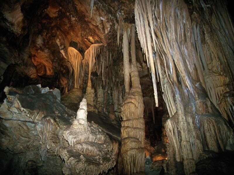 Stalactites and stalagmites in a cave