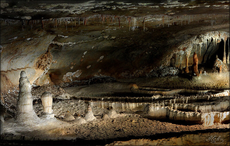 Stalactites and stalagmites in cave