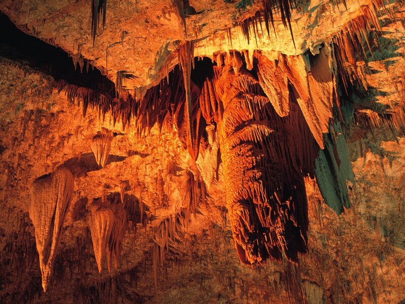 Stalactites and stalagmites in cave