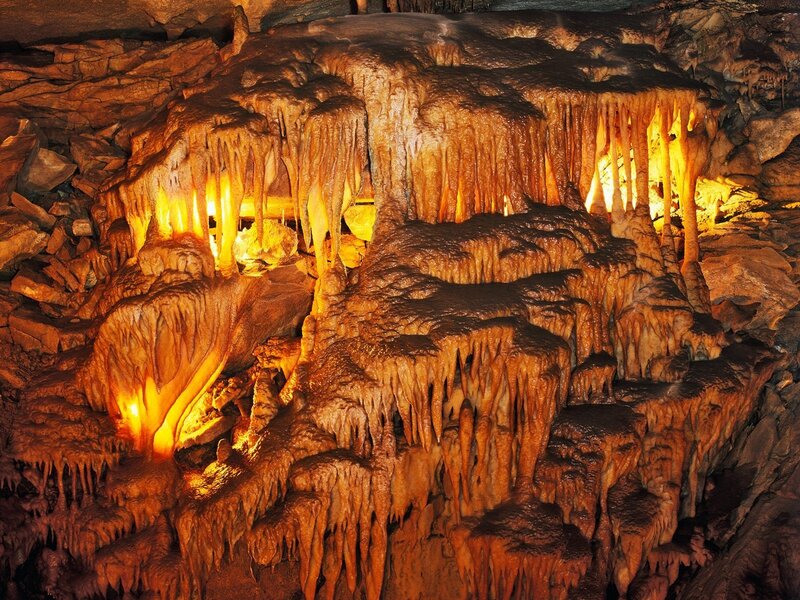 Stalactites and stalagmites in cave