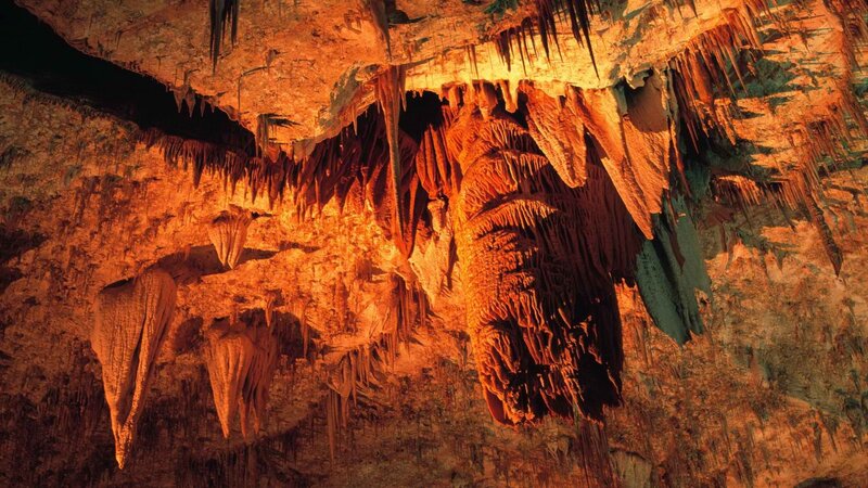 Stalactites and stalagmites in cave