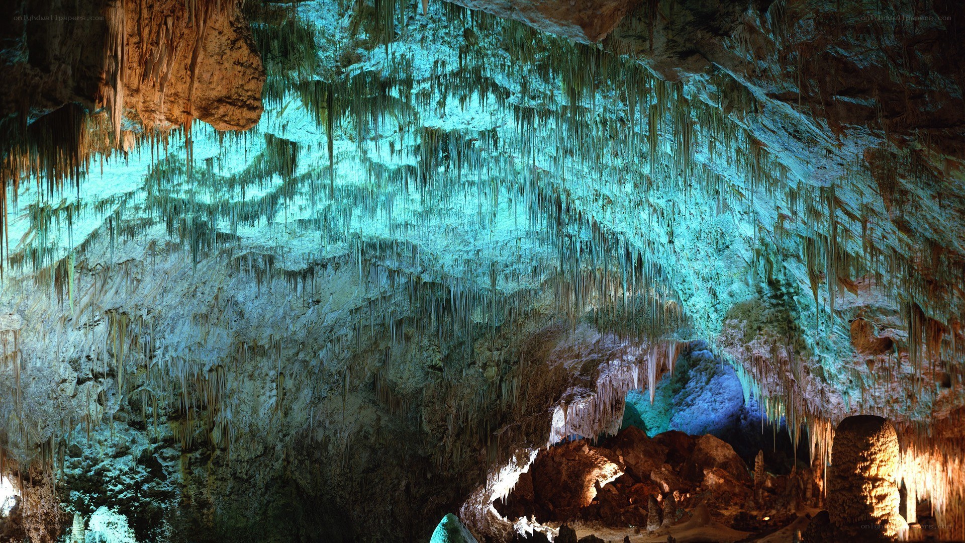 Stalactites in a cave