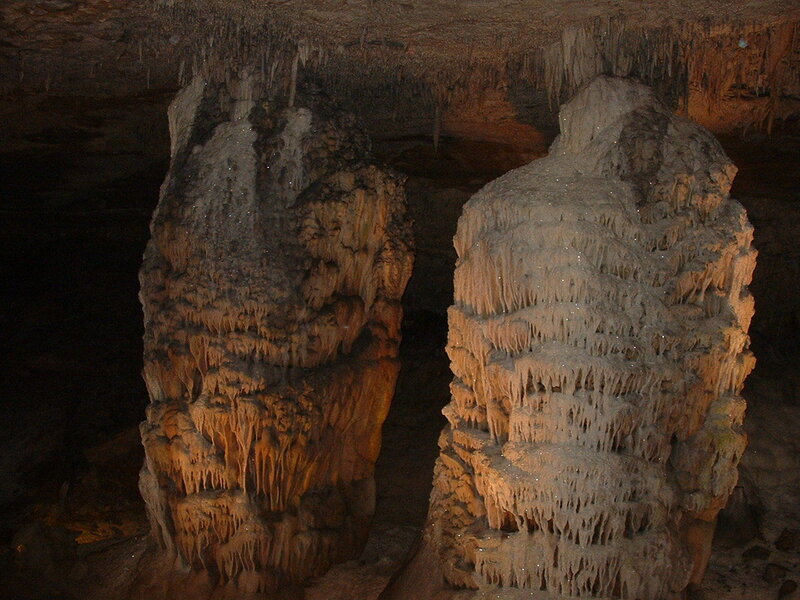 Stalagmites in a cave