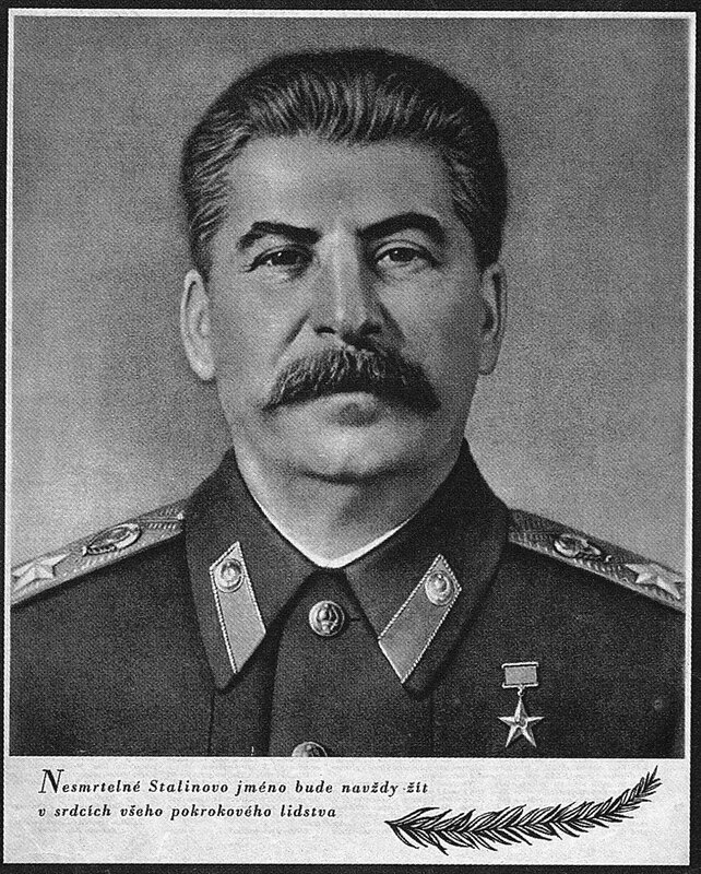 Stalin portrait with text