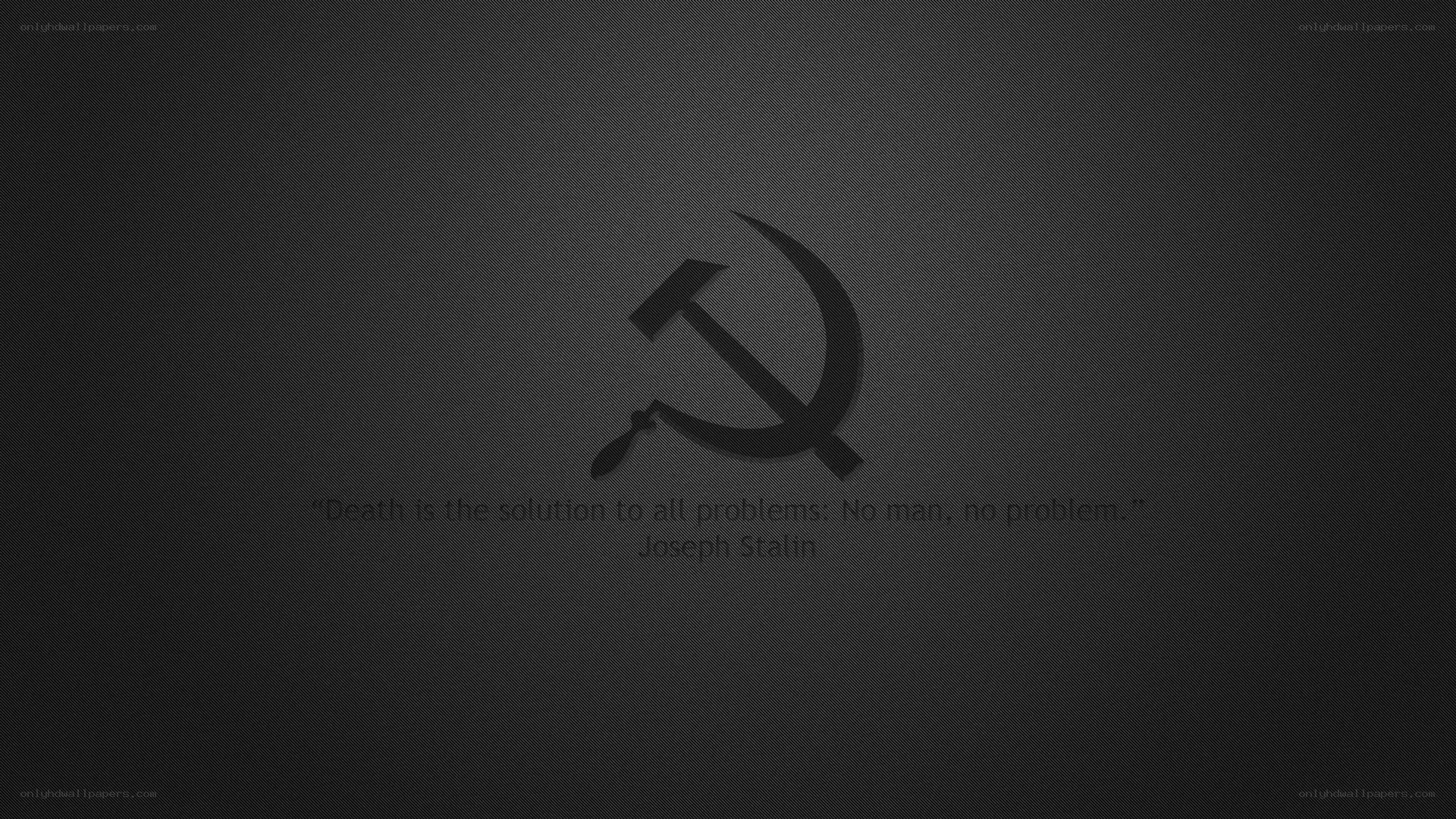 Stalin quote with hammer and sickle