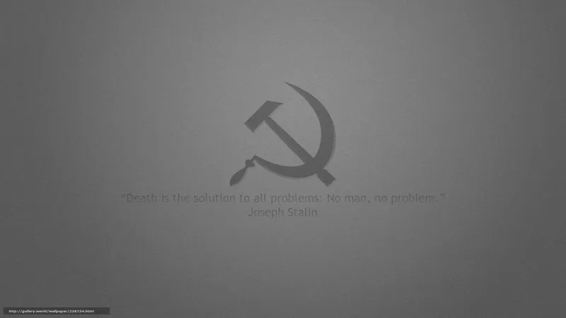 Stalin quote with hammer and sickle