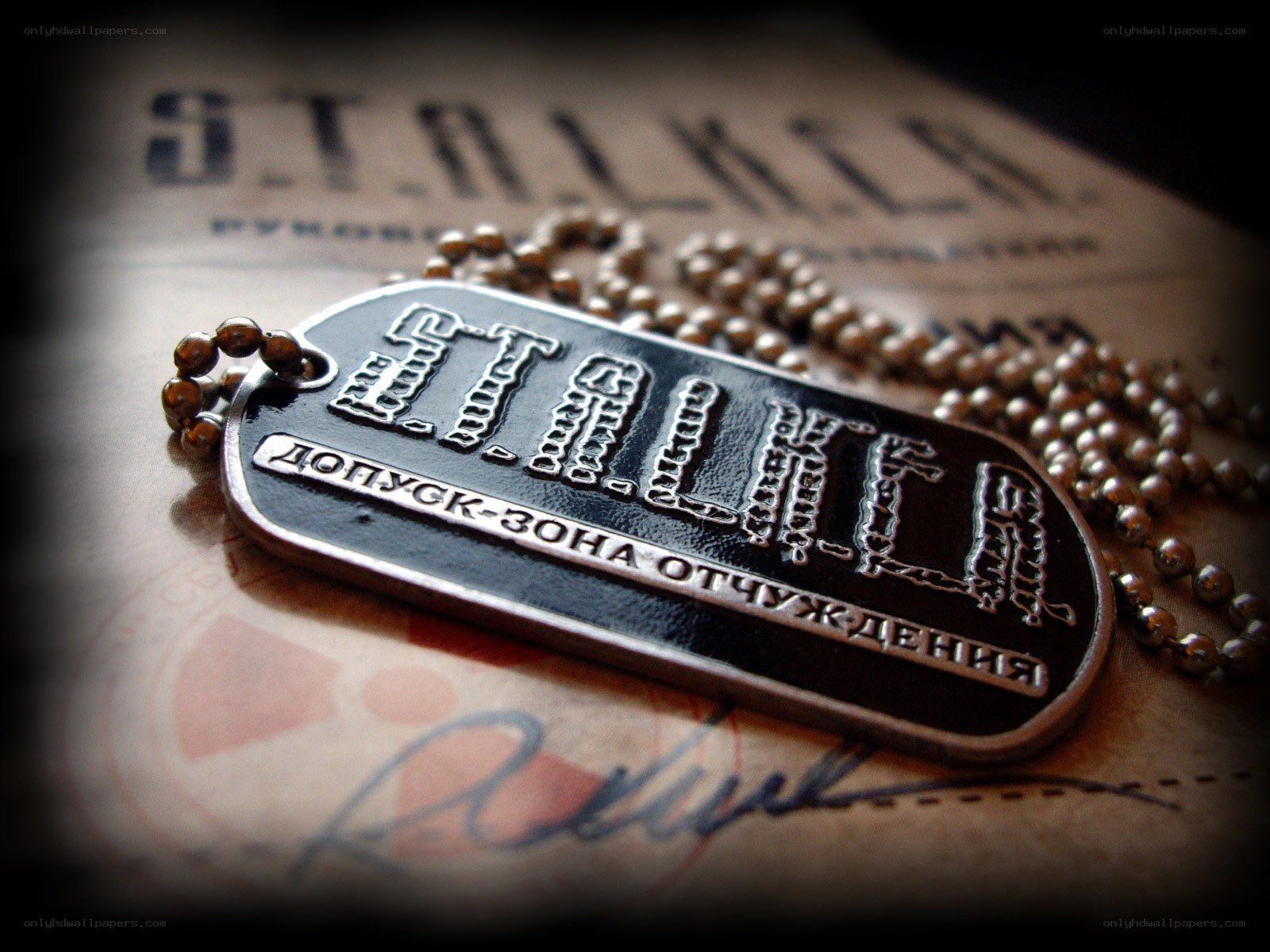 Stalker dog tag on paper