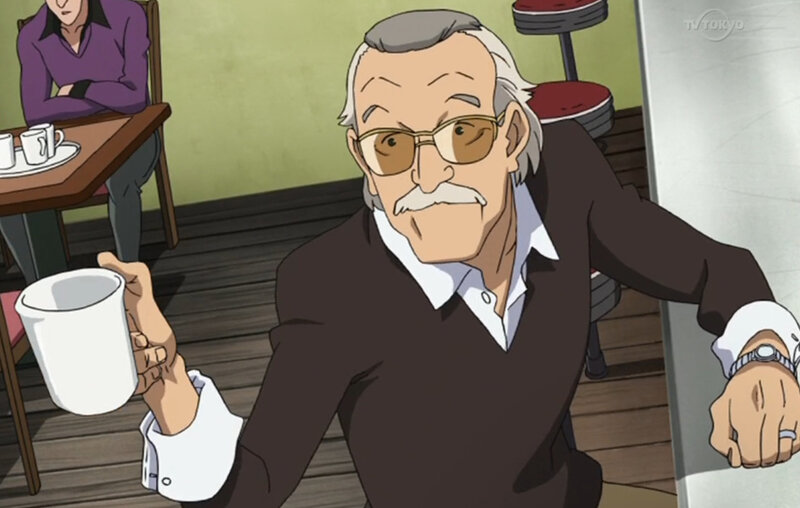 stan lee in a cafe