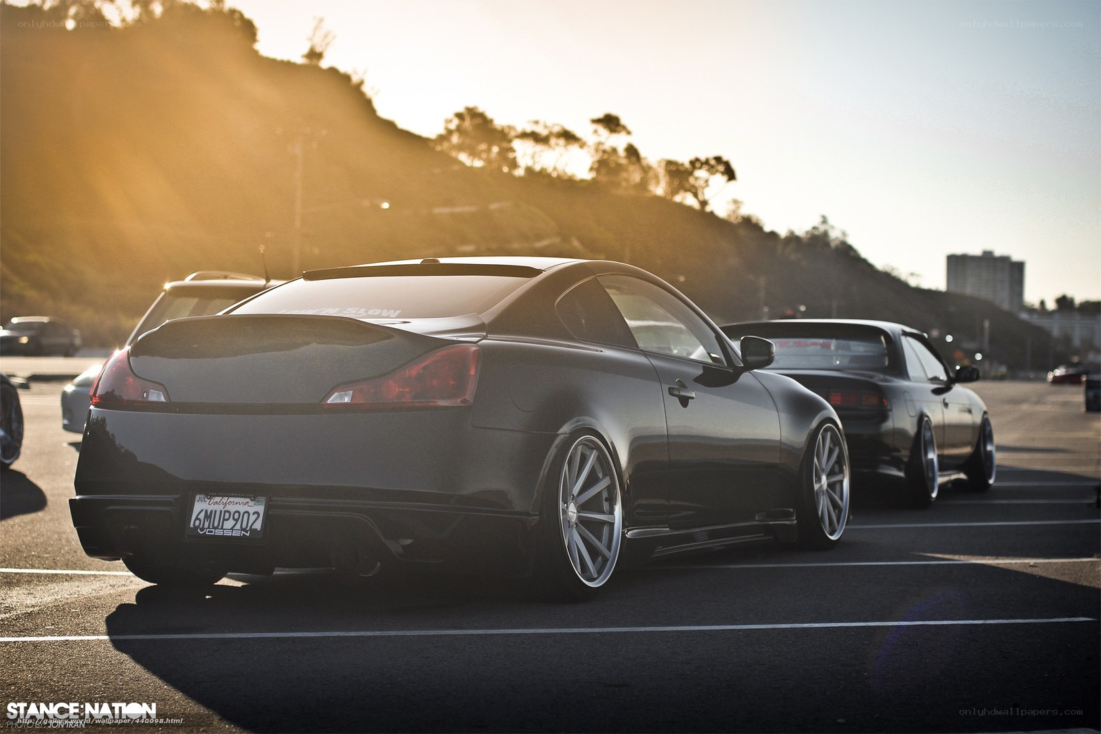 Stanced cars at sunset