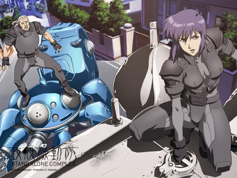 Stand Alone Complex characters on rooftop