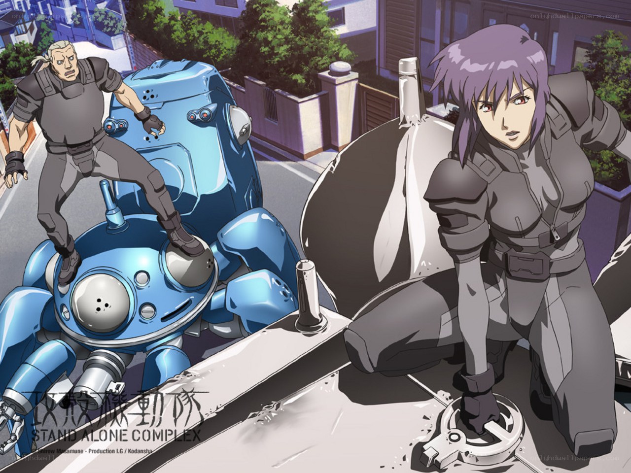 Stand Alone Complex characters on rooftop