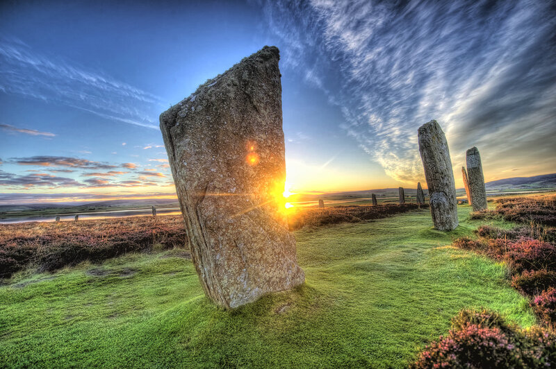 Standing Stones at Sunset — Green