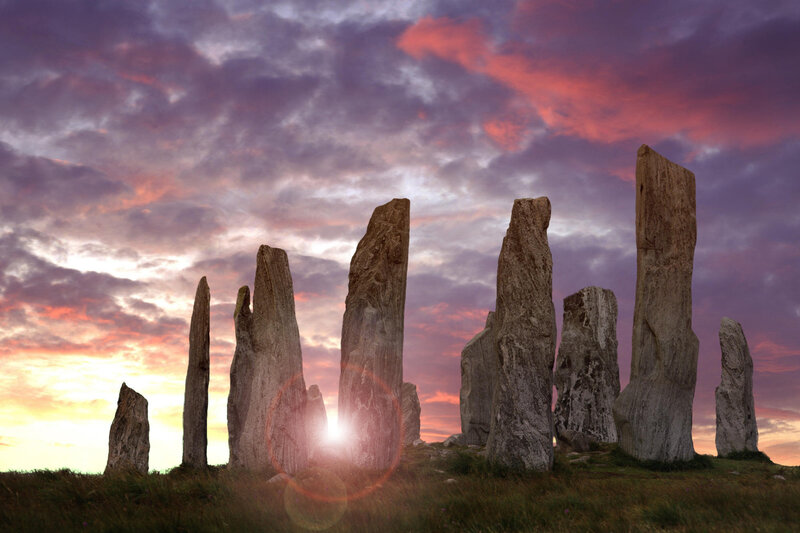 Standing Stones at Sunset — Purple
