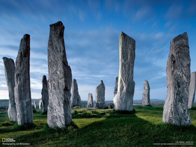 Standing stones at sunset