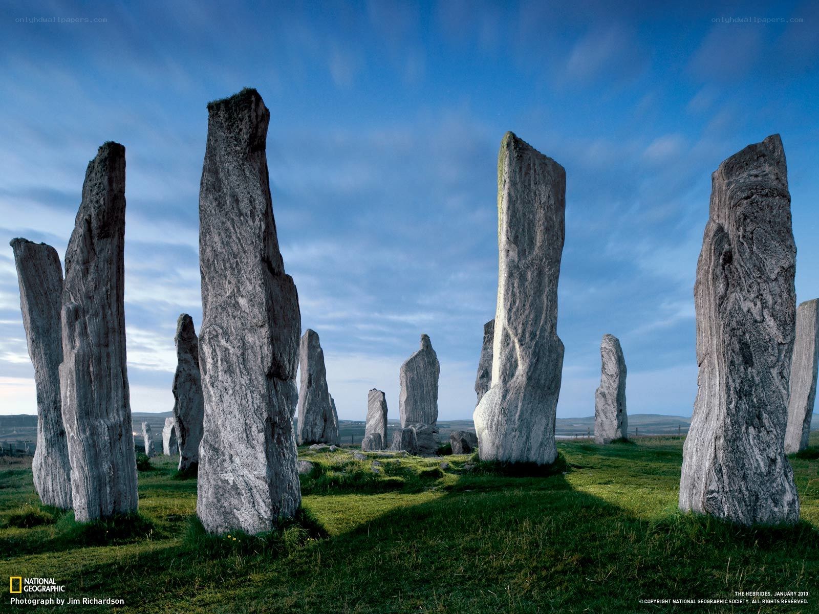 Standing stones at sunset
