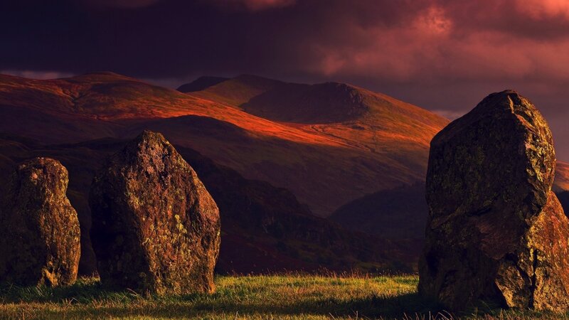 Standing Stones in Field — Purple