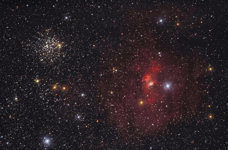 Star cluster and nebula in space