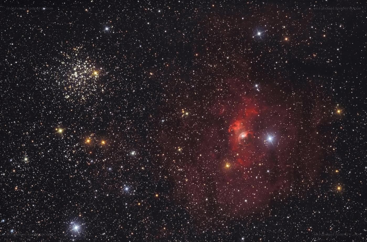 Star cluster and nebula in space