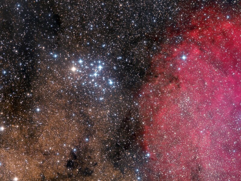 Star Cluster and Nebula — Red