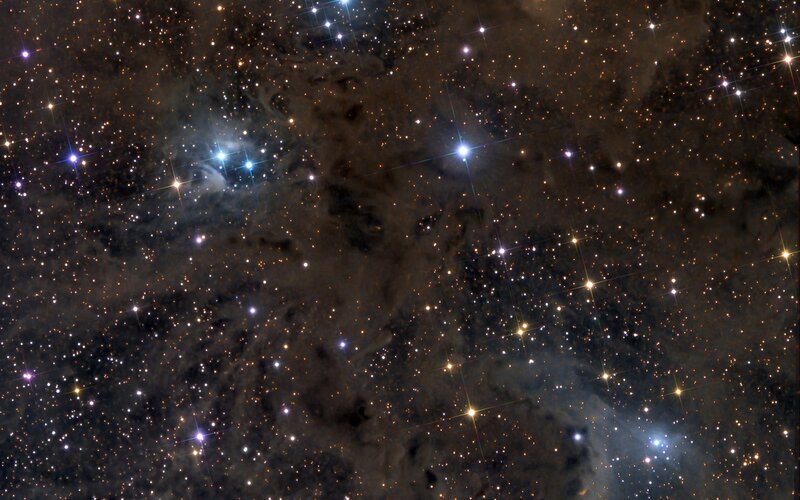 Star Cluster in Nebula — Black, Cosmic, Night, Photograph, Stars, Gas Clouds, Dust, White, Blue