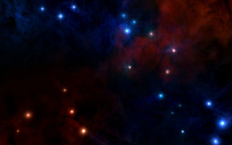 Star Cluster in Nebula — Blue, Cosmic, Night, Digital Art, Stars, Gas Clouds