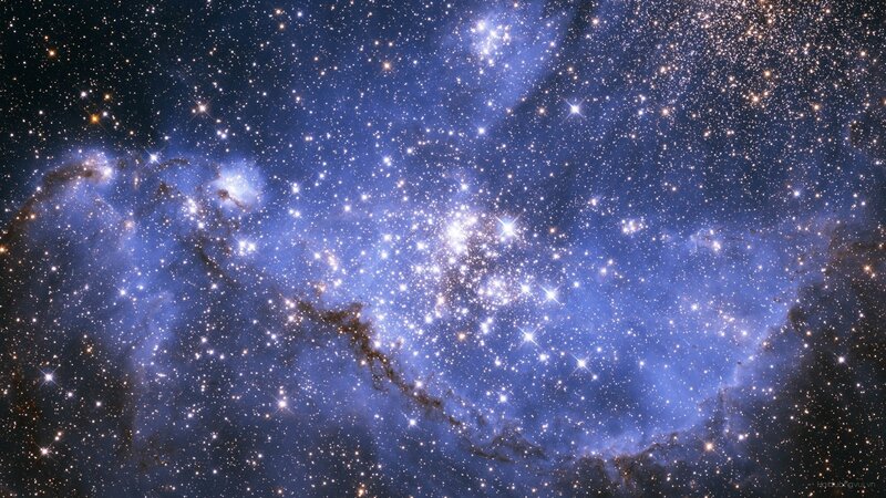 Star Cluster in Nebula — Blue, Cosmic, Night, Photograph, Stars, Gas Clouds, Dust