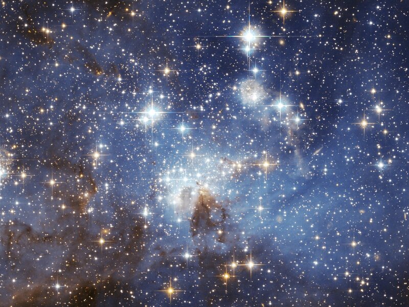 Star Cluster in Nebula — Blue, Cosmic, Night, Photograph