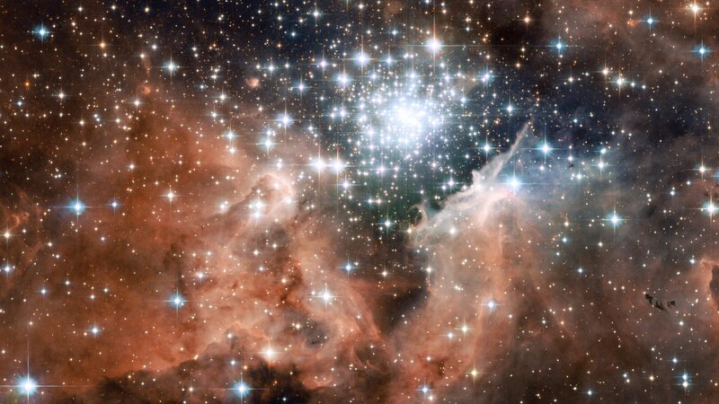 Star Cluster in Nebula — Brown