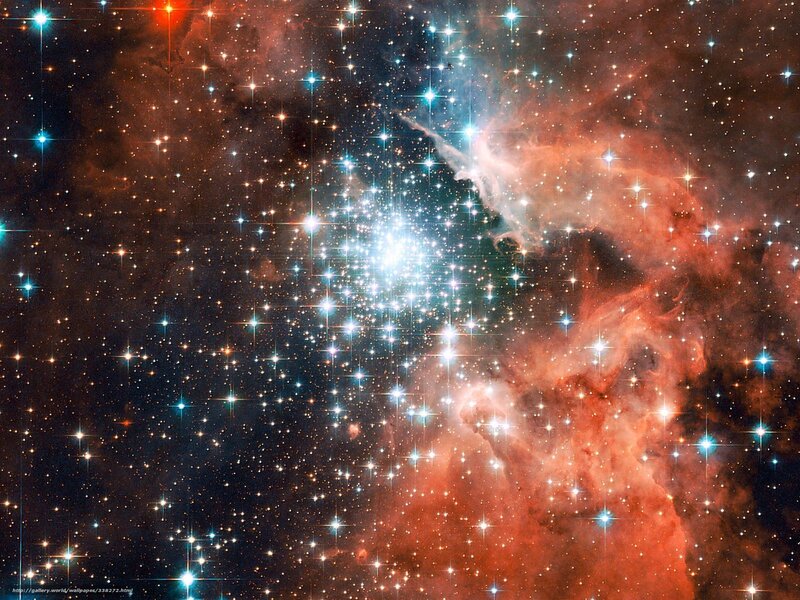Star Cluster in Nebula — Red, Cosmic, Night