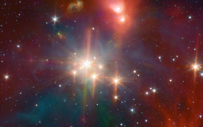 Star Cluster in Nebula — Red, Cosmic