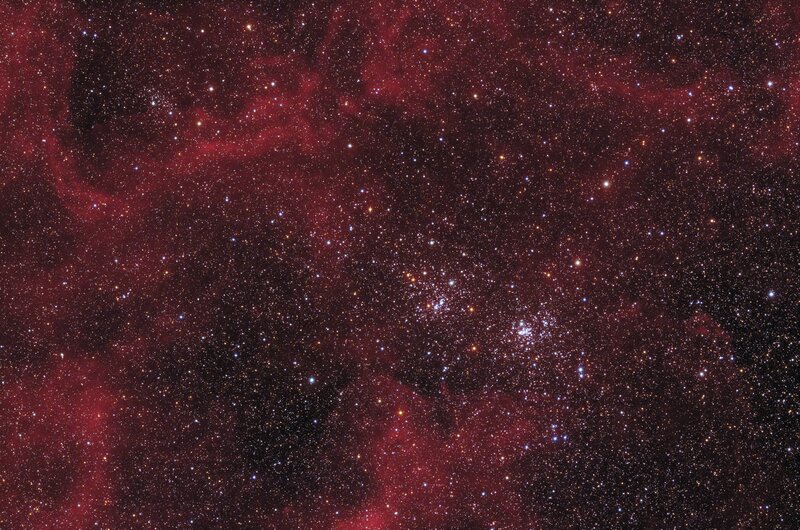 Star Cluster in Nebula — Red