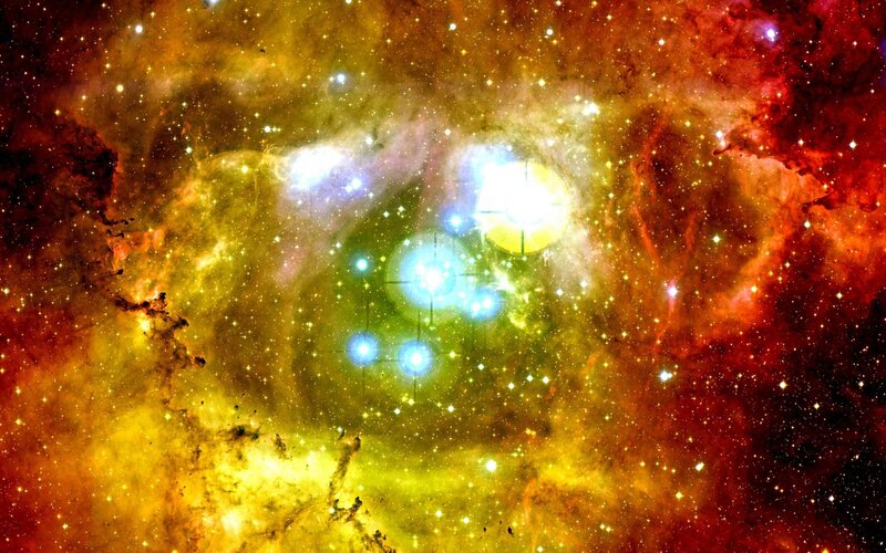 Star Cluster in Nebula — Yellow