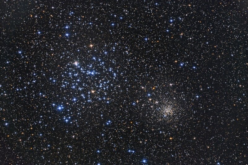 Star Cluster in Space — Black, Serene, Night, Photograph, Stars, Galaxy, White, Blue