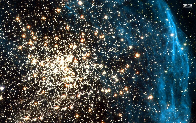 Star Cluster in Space — Blue, Cosmic