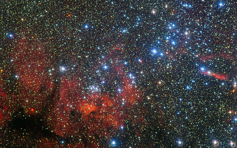 Star Cluster with Nebula — Red