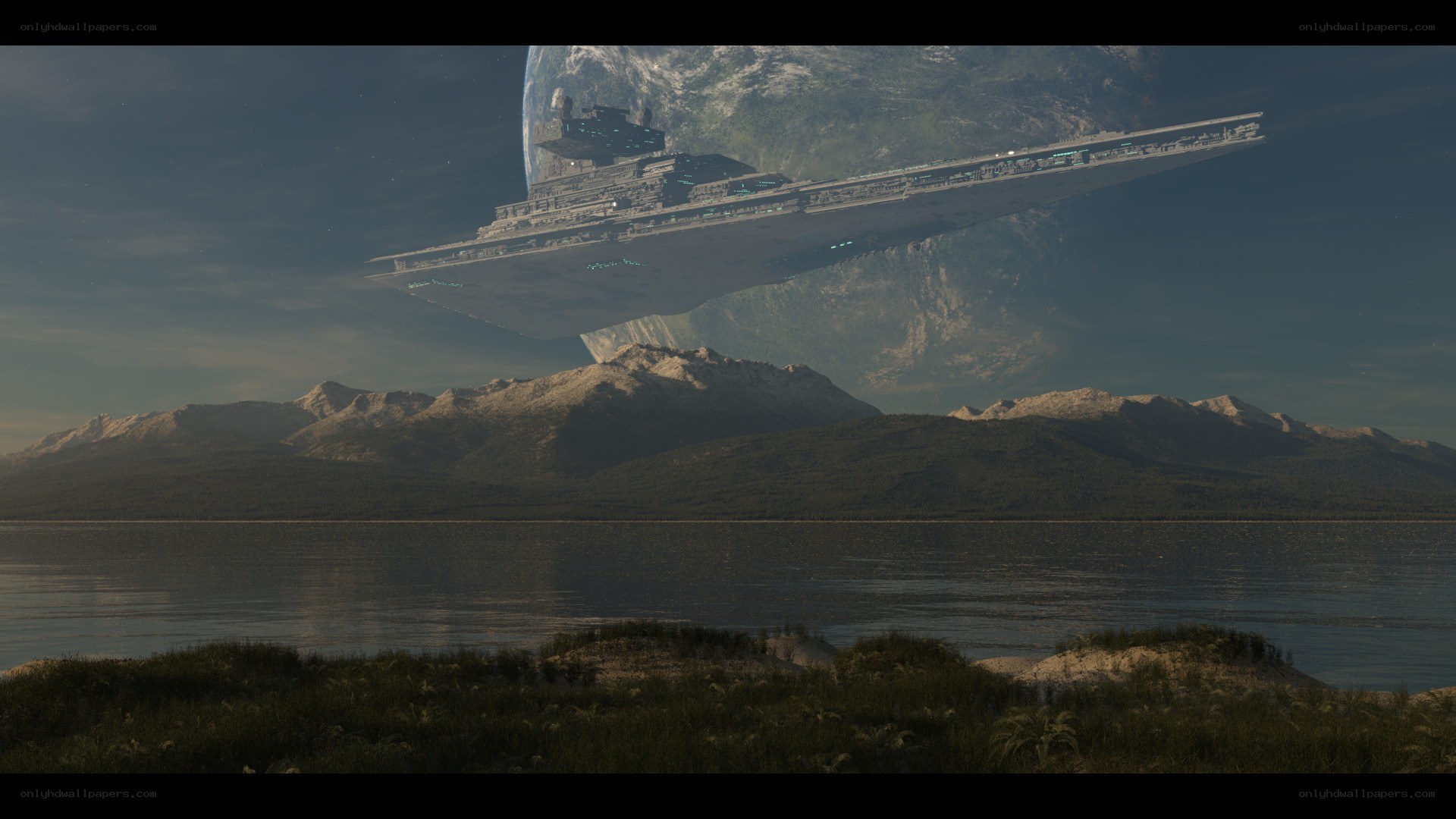 Star Destroyer over alien planet