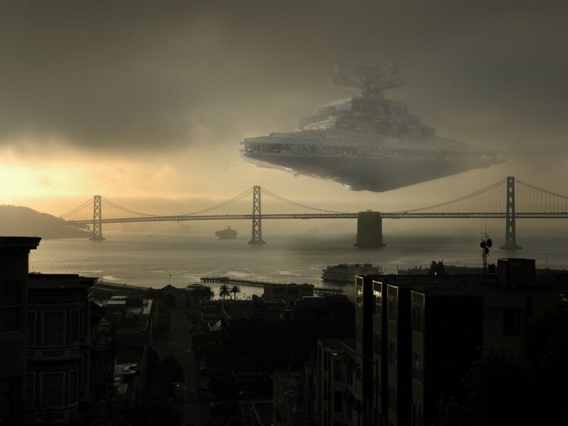 Star Destroyer over Bridge — Gray