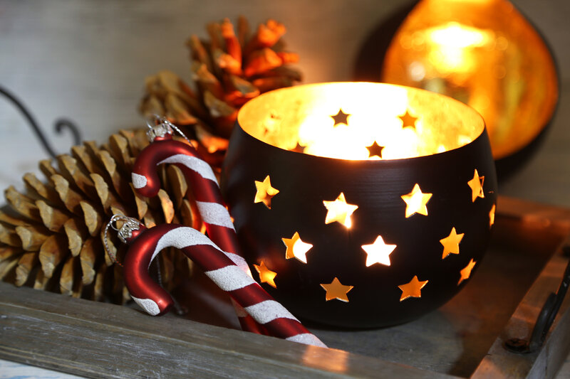 Star-lit Candle Holder — Black