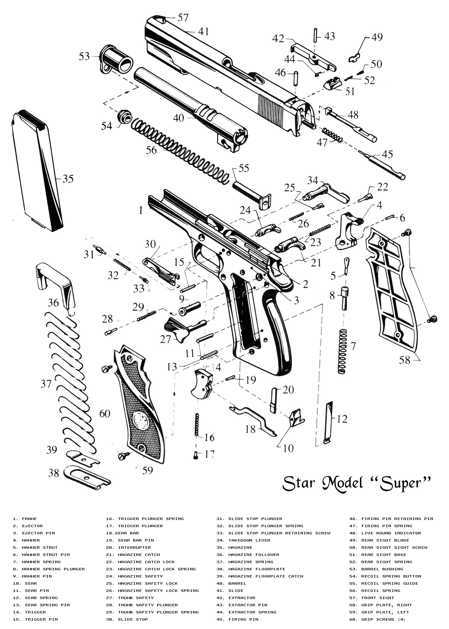 Star Model Super disassembly diagram